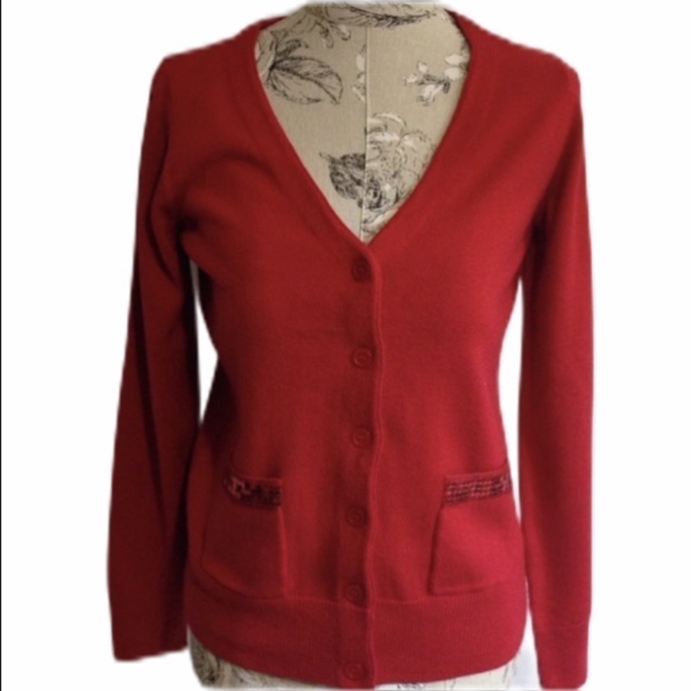 FASHIONBUG Red Button Sweater S
